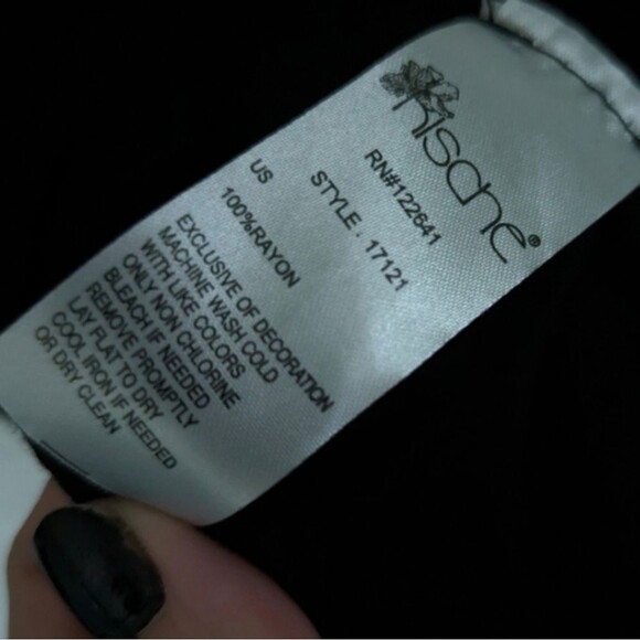 Black Embossed Cowl Neck Top 3/4 Sleeve Y2K S Indie Sleaze Cyber Grunge - Picture 7 of 7